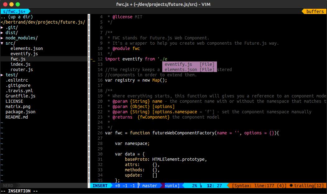 Editing a javascript file with autocomplete javascript edition